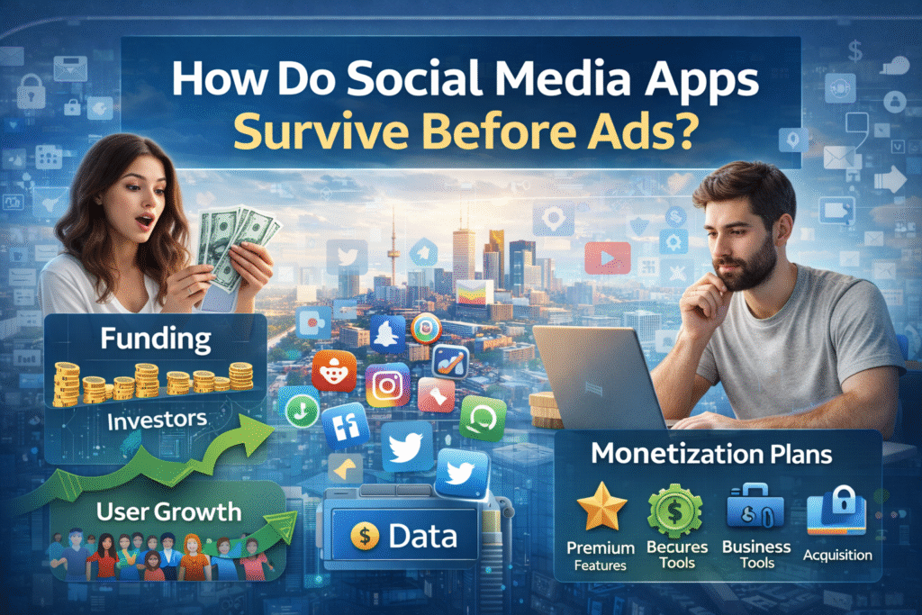 How do social media apps survive before ads?