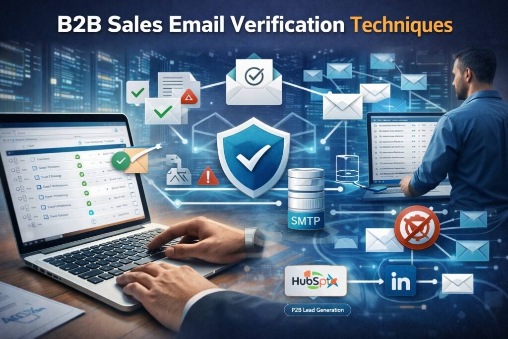 B2B sales email verification techniques showing email validation and deliverability process
