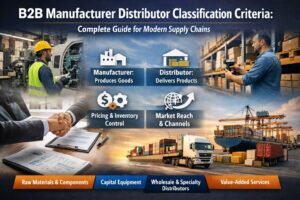 B2B manufacturer and distributor classification showing production, warehousing, and supply chain operations