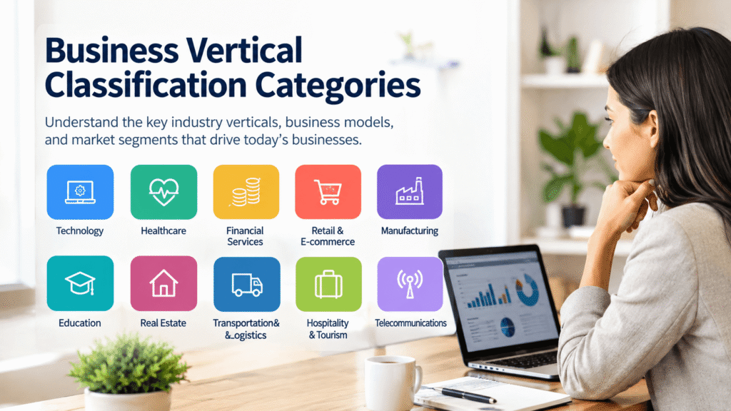 Business vertical classification categories showing major industry sectors